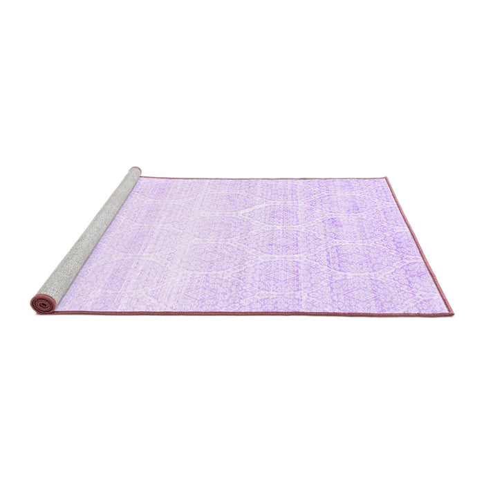 Sideview of Machine Washable Abstract Purple Contemporary Area Rugs, wshcon265pur
