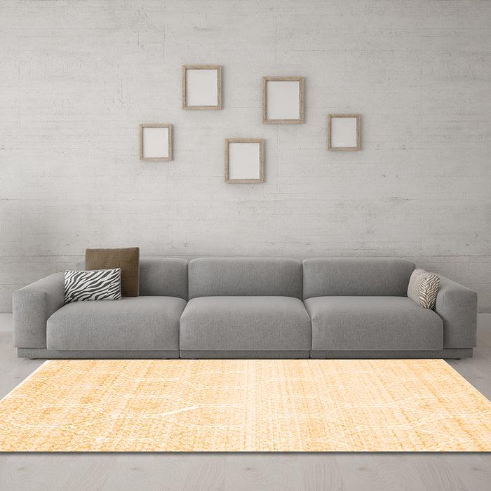 Machine Washable Abstract Orange Contemporary Area Rugs in a Living Room, wshcon265org