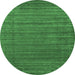 Round Machine Washable Abstract Emerald Green Contemporary Area Rugs, wshcon2660emgrn