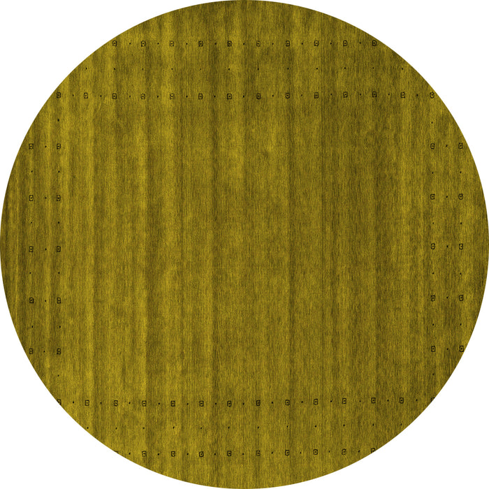 Round Abstract Yellow Contemporary Rug, con2660yw