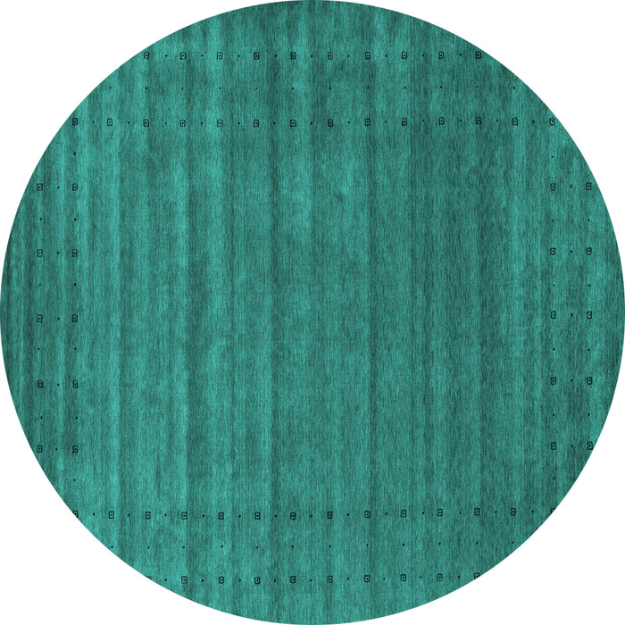 Round Abstract Turquoise Contemporary Rug, con2660turq