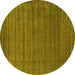 Round Machine Washable Abstract Yellow Contemporary Rug, wshcon2660yw