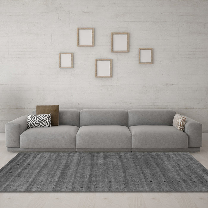 Machine Washable Abstract Gray Contemporary Rug in a Living Room,, wshcon2660gry