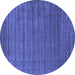 Round Abstract Blue Contemporary Rug, con2660blu