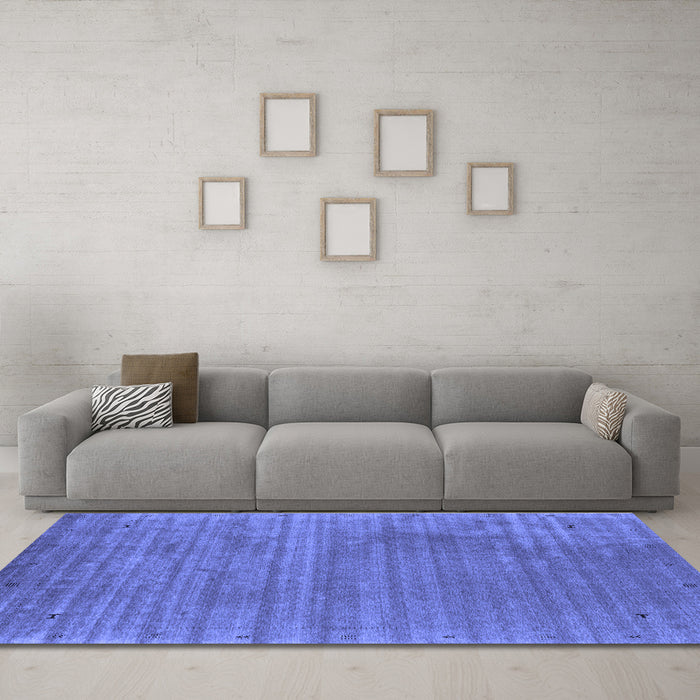 Machine Washable Abstract Blue Contemporary Rug in a Living Room, wshcon2661blu