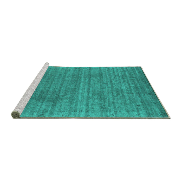 Sideview of Machine Washable Abstract Turquoise Contemporary Area Rugs, wshcon2661turq