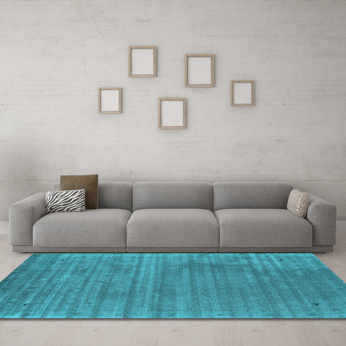 Machine Washable Abstract Light Blue Contemporary Rug in a Living Room, wshcon2661lblu