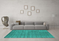 Machine Washable Abstract Turquoise Contemporary Rug, wshcon2661turq