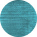 Round Machine Washable Abstract Light Blue Contemporary Rug, wshcon2661lblu