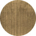 Round Abstract Brown Contemporary Rug, con2661brn