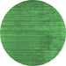 Round Abstract Emerald Green Contemporary Rug, con2661emgrn