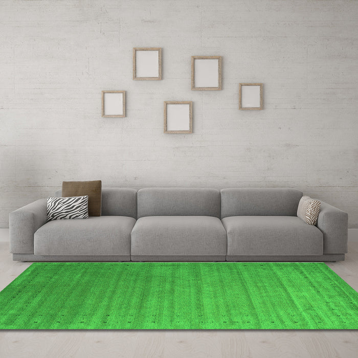 Machine Washable Abstract Green Contemporary Area Rugs in a Living Room,, wshcon2662grn