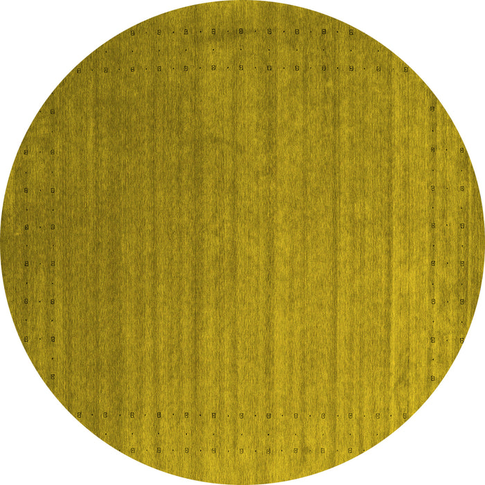Round Machine Washable Abstract Yellow Contemporary Rug, wshcon2662yw