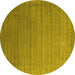 Round Machine Washable Abstract Yellow Contemporary Rug, wshcon2662yw