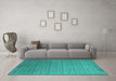 Machine Washable Abstract Turquoise Contemporary Area Rugs in a Living Room,, wshcon2662turq