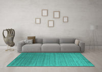 Machine Washable Abstract Turquoise Contemporary Rug, wshcon2662turq