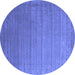 Round Machine Washable Abstract Blue Contemporary Rug, wshcon2662blu