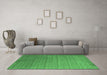 Machine Washable Abstract Emerald Green Contemporary Area Rugs in a Living Room,, wshcon2662emgrn