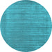 Round Abstract Light Blue Contemporary Rug, con2663lblu