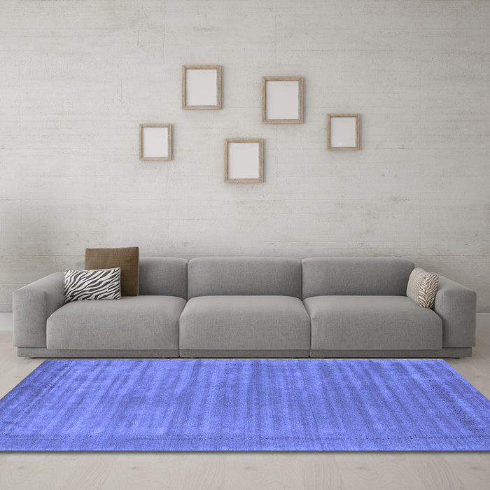 Machine Washable Abstract Blue Contemporary Rug in a Living Room, wshcon2663blu