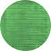 Round Abstract Emerald Green Contemporary Rug, con2663emgrn