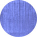 Round Abstract Blue Contemporary Rug, con2663blu