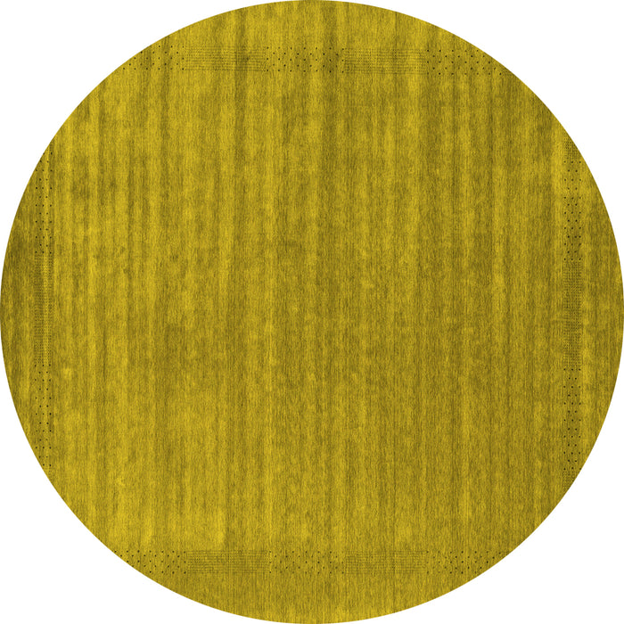 Round Abstract Yellow Contemporary Rug, con2663yw