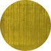 Round Abstract Yellow Contemporary Rug, con2663yw