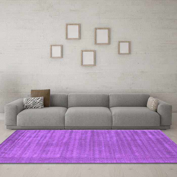 Machine Washable Abstract Purple Contemporary Area Rugs in a Living Room, wshcon2663pur