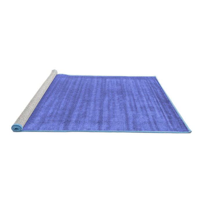Sideview of Machine Washable Abstract Blue Contemporary Rug, wshcon2663blu