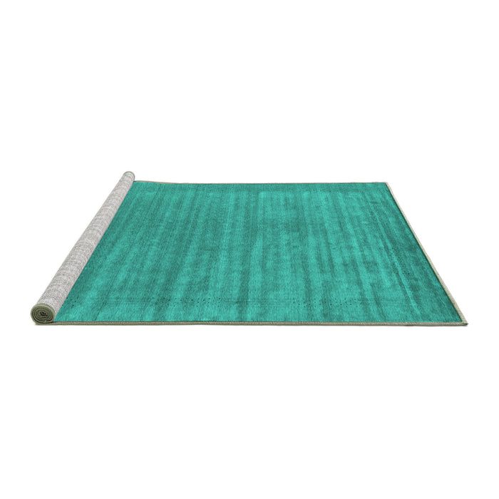 Sideview of Machine Washable Abstract Turquoise Contemporary Area Rugs, wshcon2663turq