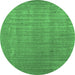 Round Abstract Emerald Green Contemporary Rug, con2664emgrn