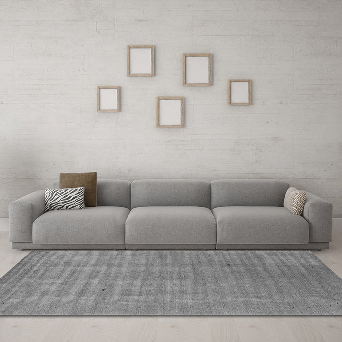 Machine Washable Abstract Gray Contemporary Rug in a Living Room,, wshcon2664gry