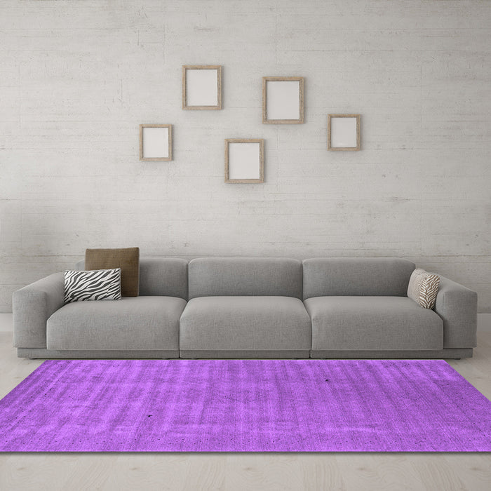 Machine Washable Abstract Purple Contemporary Area Rugs in a Living Room, wshcon2664pur