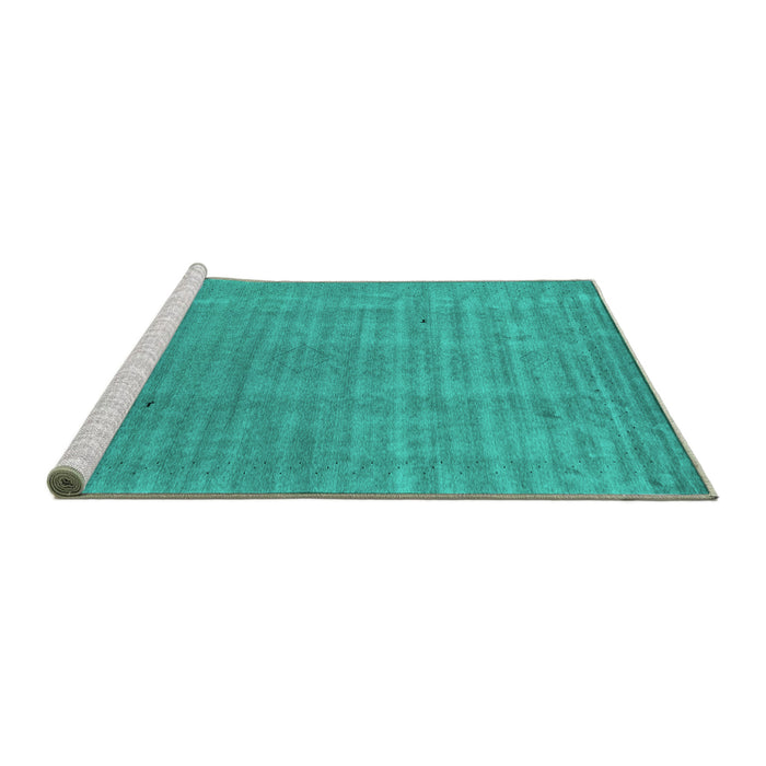 Sideview of Machine Washable Abstract Turquoise Contemporary Area Rugs, wshcon2664turq