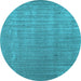 Round Abstract Light Blue Contemporary Rug, con2664lblu