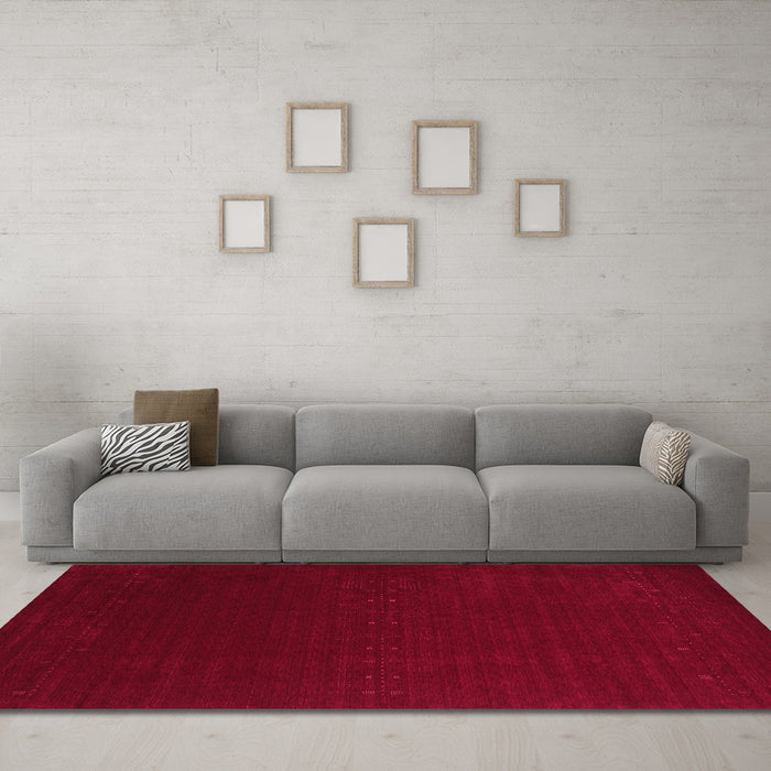 Machine Washable Abstract Pink Contemporary Rug in a Living Room, wshcon2665pnk