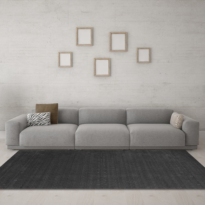 Machine Washable Abstract Gray Contemporary Rug in a Living Room,, wshcon2665gry