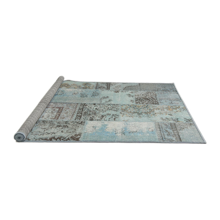 Serging Thickness of Machine Washable Contemporary Light Steel Blue Rug, wshcon2666