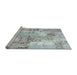 Serging Thickness of Machine Washable Contemporary Light Steel Blue Rug, wshcon2666
