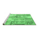 Sideview of Machine Washable Patchwork Emerald Green Transitional Area Rugs, wshcon2666emgrn