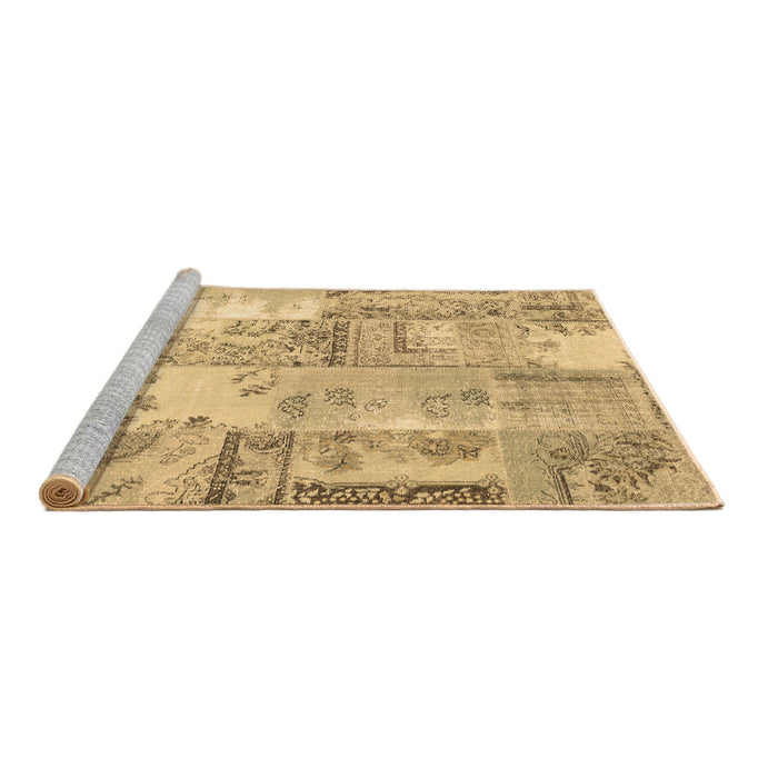 Sideview of Machine Washable Patchwork Brown Transitional Rug, wshcon2666brn