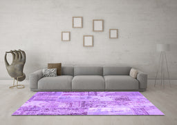 Machine Washable Patchwork Purple Transitional Area Rugs in a Living Room, wshcon2666pur
