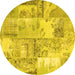 Round Patchwork Yellow Transitional Rug, con2666yw