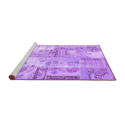 Sideview of Machine Washable Patchwork Purple Transitional Area Rugs, wshcon2666pur