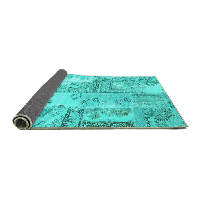 Sideview of Patchwork Turquoise Transitional Rug, con2666turq