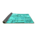 Sideview of Patchwork Turquoise Transitional Rug, con2666turq