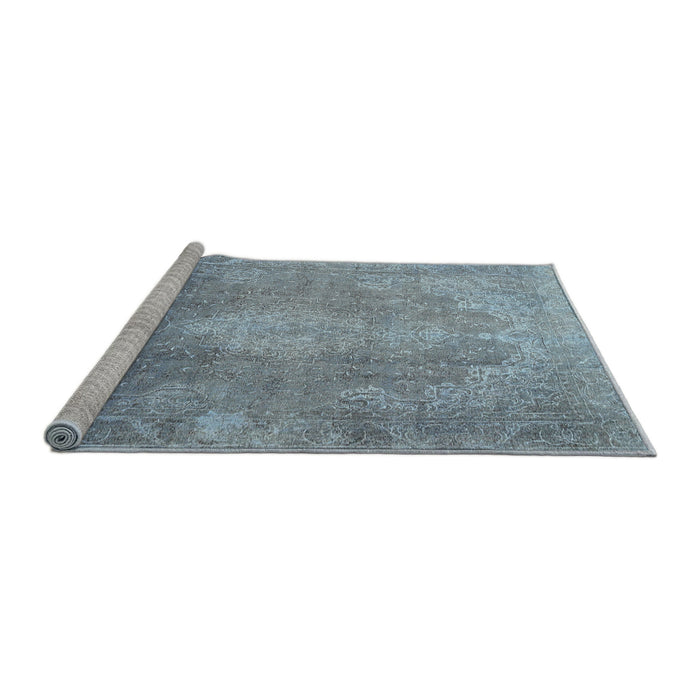 Serging Thickness of Machine Washable Contemporary Slate Blue Grey Blue Rug, wshcon2667