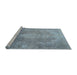 Serging Thickness of Machine Washable Contemporary Slate Blue Grey Blue Rug, wshcon2667