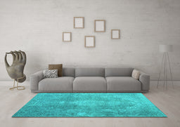 Machine Washable Persian Turquoise Bohemian Area Rugs in a Living Room,, wshcon2667turq